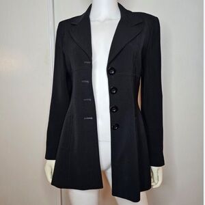 Bebe Classic Vintage 90’s Black Notched Collar Fitted Womens Blazer w Pockets 6